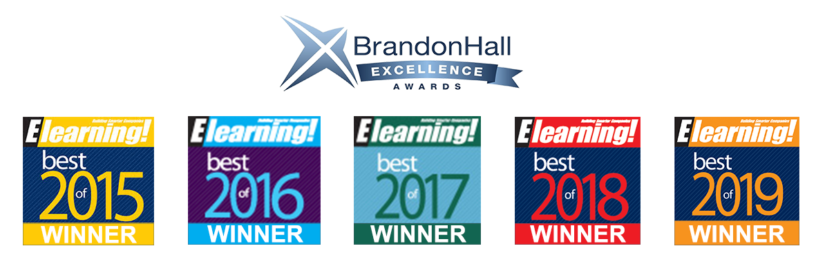 awards won by Vubiz including Brandon Hall and Best of eLearning